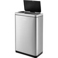 Global Industrial Rectangle Hands Free Trash Can, Silver, Stainless Steel 641600SS